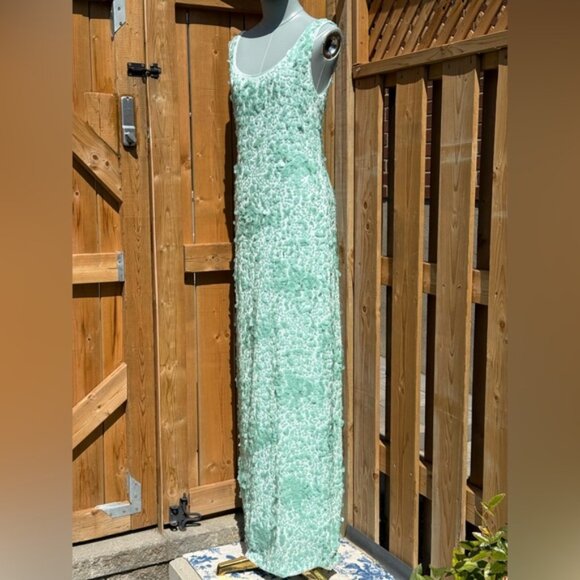 🆕 SIMKHAI 🧿 NWOT Bex Sequined Embellished Maxi Dress, Seafoam Green - Sz US 4 - Picture 4 of 15